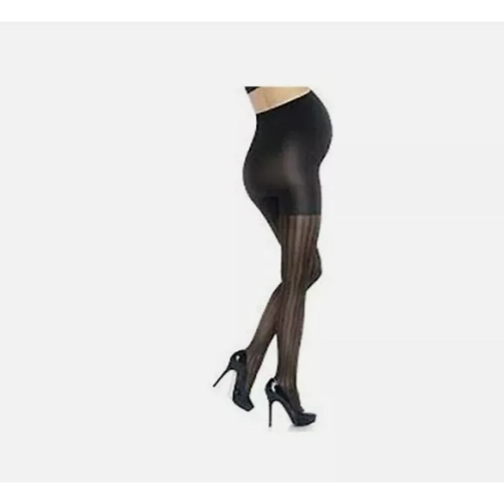 Marvelous Mama Assets Maternity Terrific Tights Opaque Sripe Black Size 3 NEW